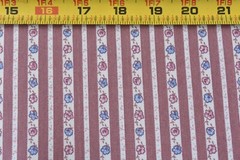 By 1/2 Yd, Vintage, Blue Pink Mauve & Cream Floral Striped/Fabric Traditions,V14