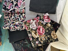 Lot of Black Quilt Fabric Remnant Scraps Almost 9 Oz Cotton Dark F65