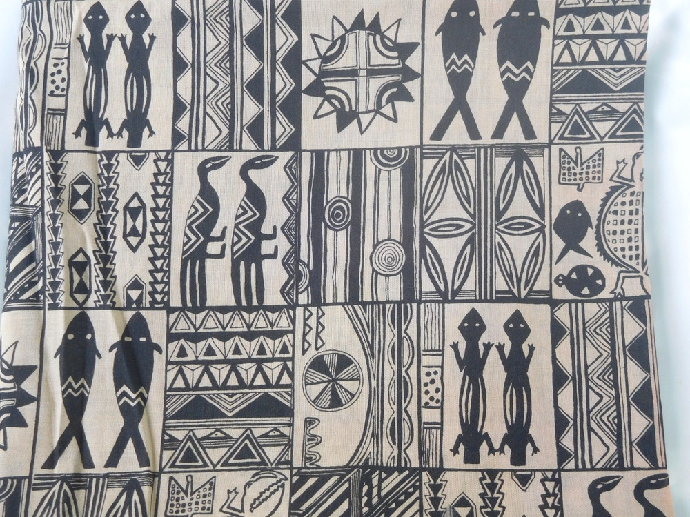 Tribal Inspired Polynesian Cotton fabric block print Tapa Cloth Style apx. 3 yd