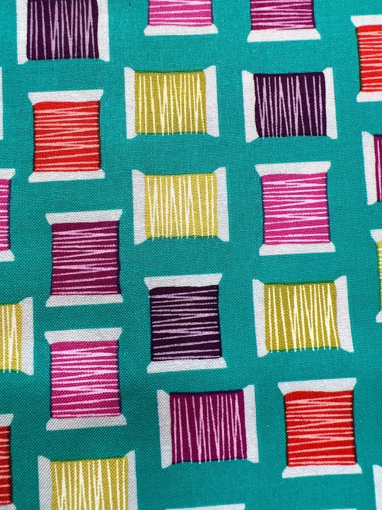 Fabric – OOP Michael Miller Jade Thread Spools Titled Cool Spools 50” L X 44” W