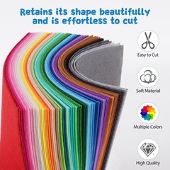 Felt Sheets for Crafts, 12×8 Inch 66 inches, Assorted Colors-12×8-40PCS