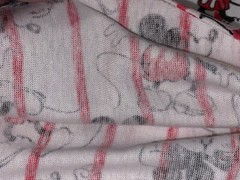 1 YD X 62″ Vintage Mickey Mouse Cotton Knit Fabric Red & White Stripes 36″ X 62″