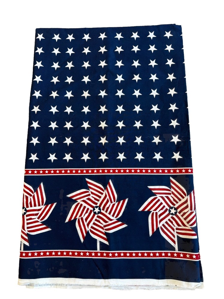 Pinwheel Dbl Border Red Blue Star Daisy Kingdom Patriotic Fabric 4y x60″ 250th