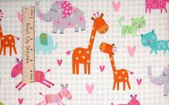 Newcastle Mommy & Me Baby Animal Cat Giraffe Dog Nursery Blue Cotton Fabric YARD
