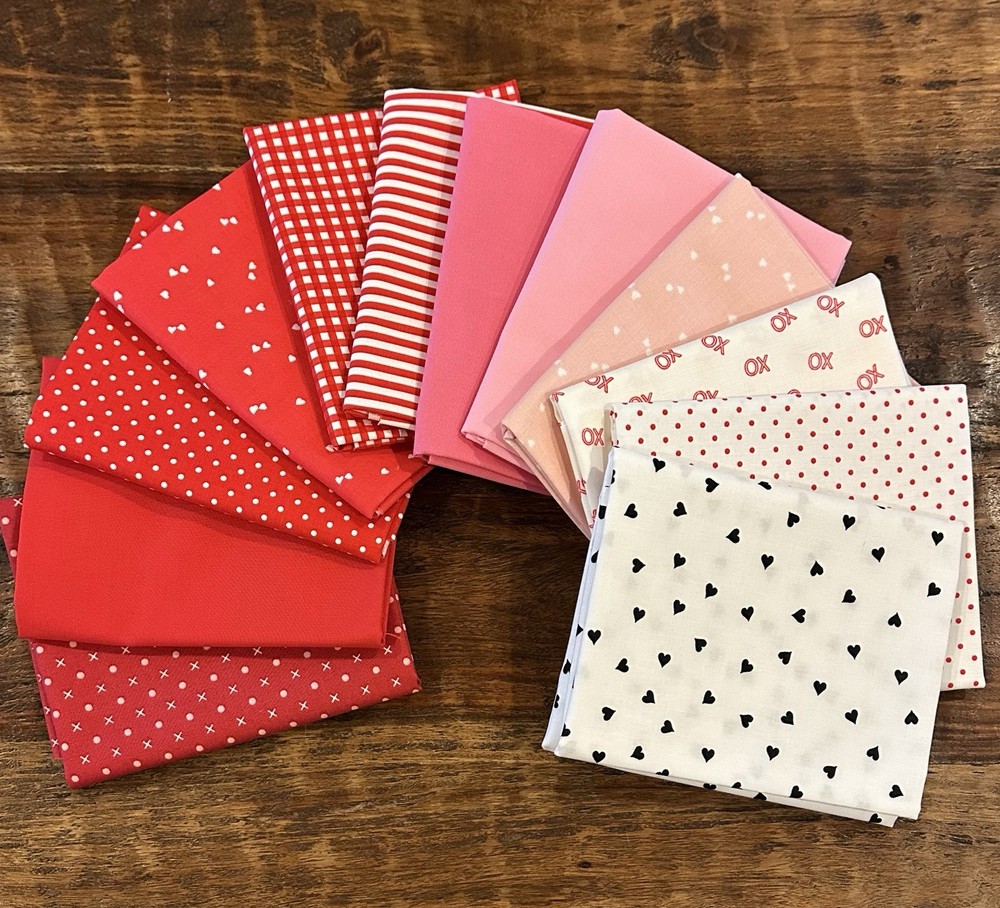 12 Fat Quarters Bundle Riley Blake Basics & Backgrounds Valentine’s Day Cotton