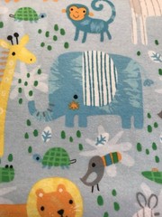 Sweet Jungle Animals On Baby Blue Super Snuggle Cotton Flannel Fabric BTY