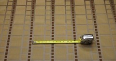 KNOLL TEXTILES GRAMERCY YORKVILLE BEIGE GEOMETRIC SQUARES VELVET FABRIC 2.1 YARD