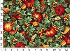 Fall Pumpkins Gourds Squash & Flowers Quilting Sewing Fabric by Yard #946