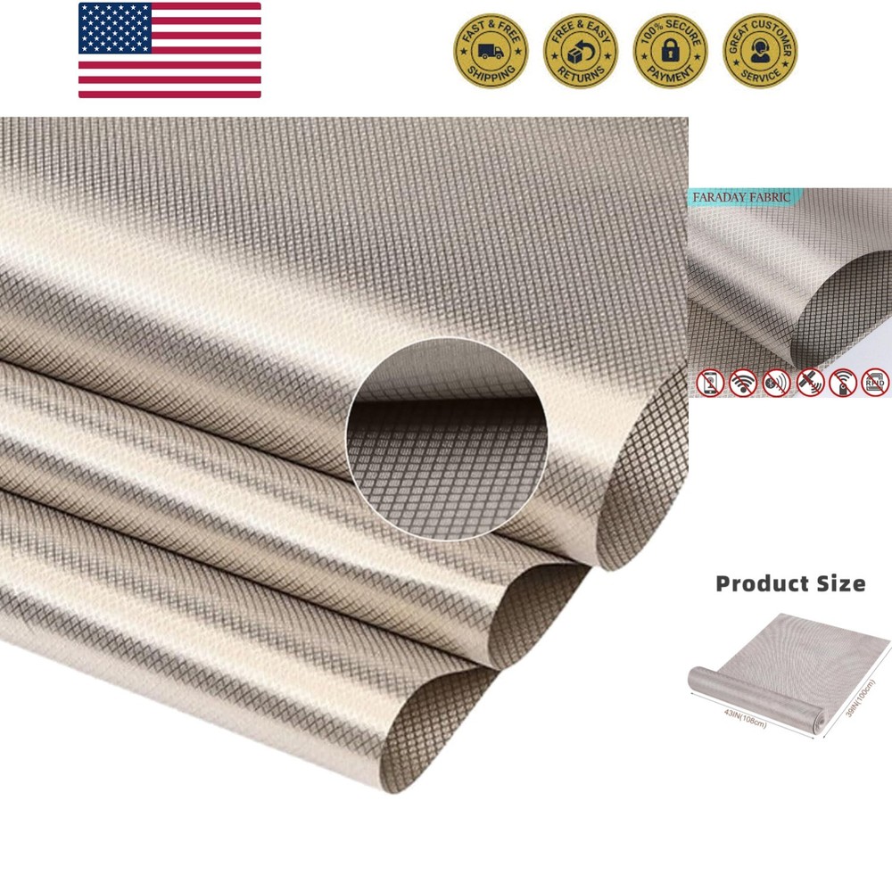 Faraday Fabric,Copper Nickel Blocking Fabric for Shielding RFID,EMP,EMF,EMI,5…