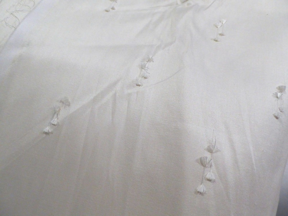 White Thai Silk Dupioni With Thread-Tuft Embellishment! Unique!