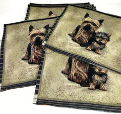 Yorkie Tapestry Fabric ( ONE PANEL ) Robert J May Artwork, Art=~17.375” x 15.75”