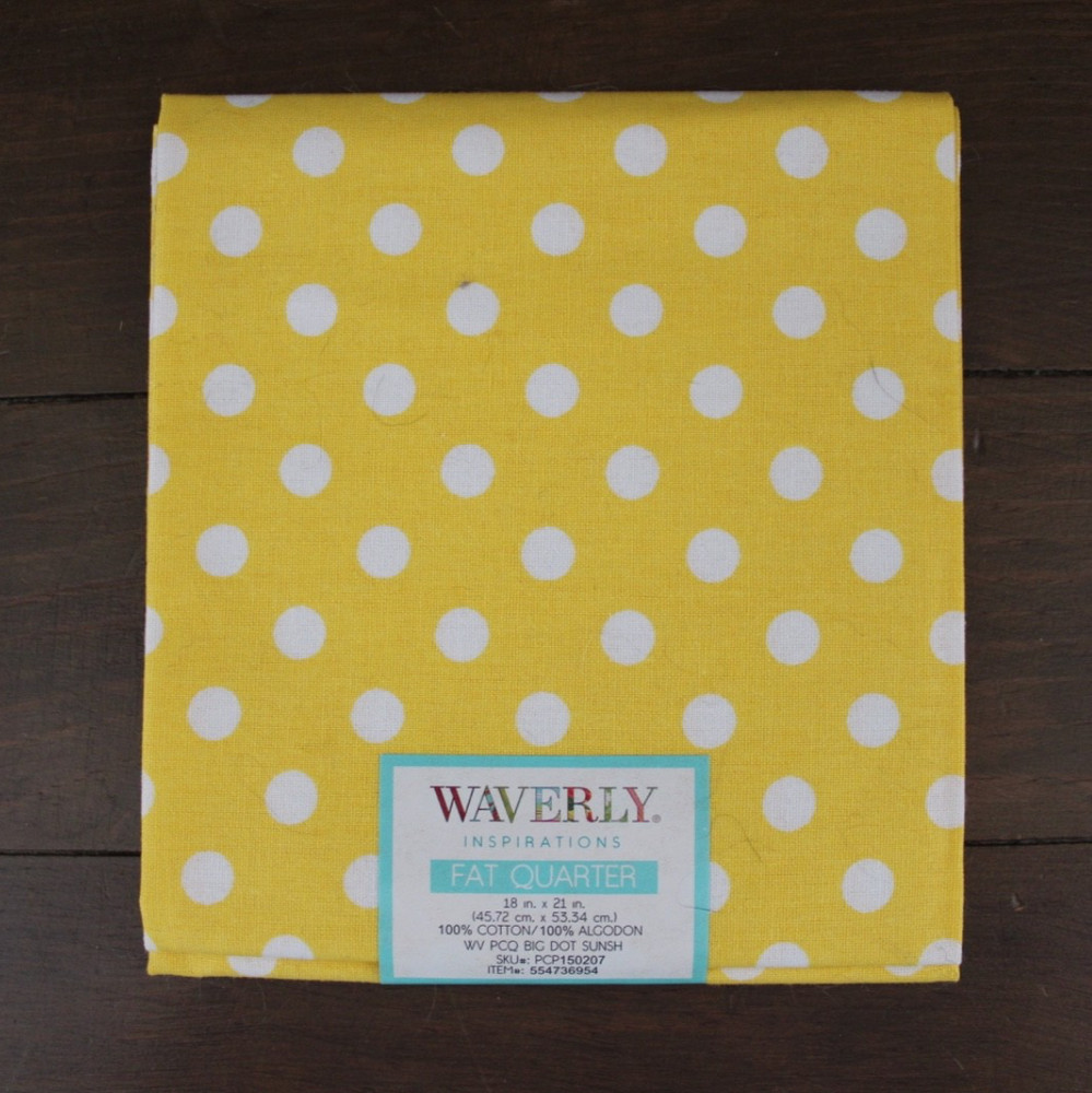 Fabric Fat Quarter Single Piece 18″ x 21″ 100% Cotton White Dots Yellow NEW!