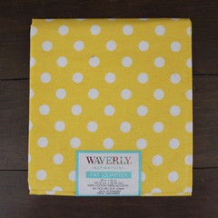 Fabric Fat Quarter Single Piece 18″ x 21″ 100% Cotton White Dots Yellow NEW!