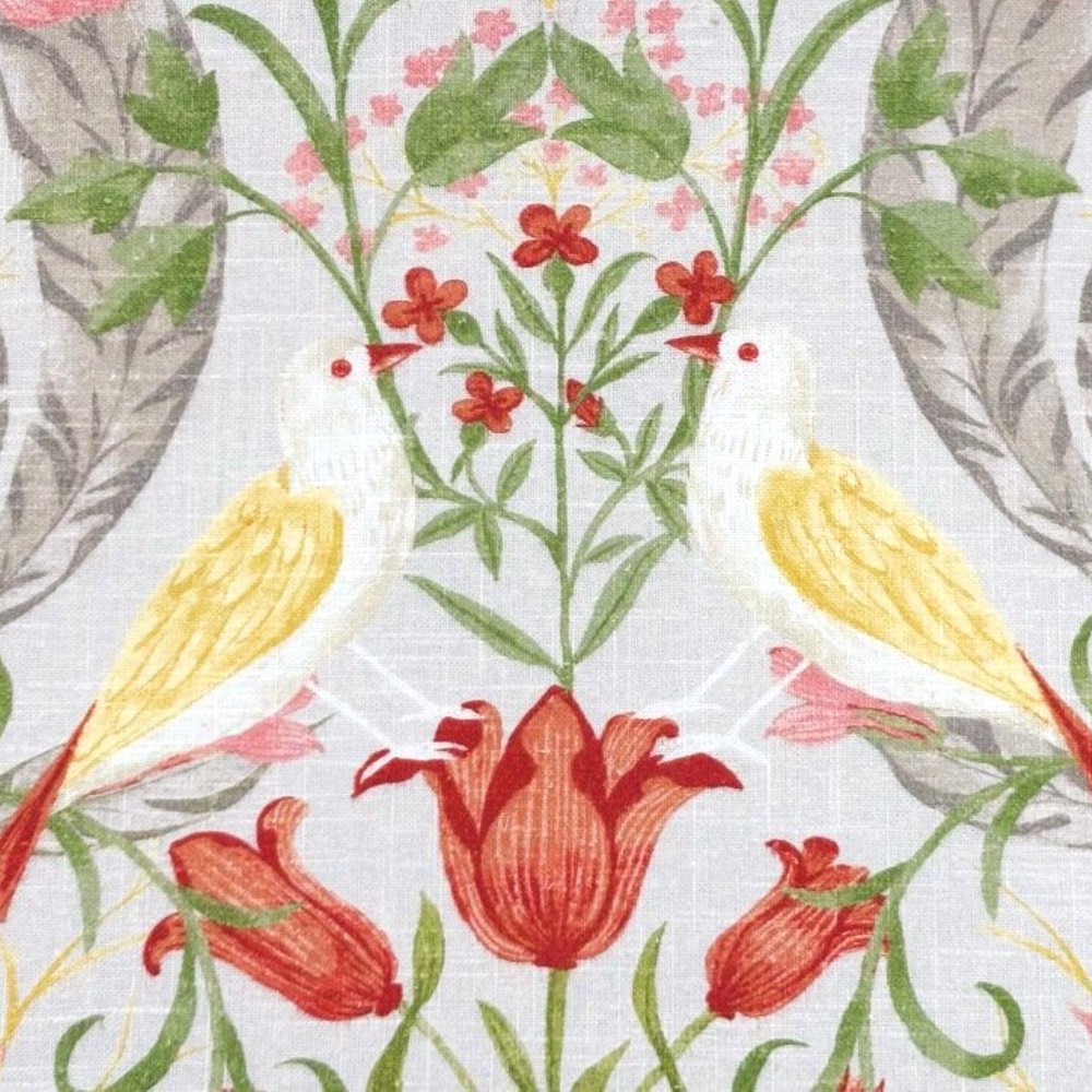 Covington GUINEVERE Bird Floral Pastel Pink MIST Linen Drapery Pillow Fabric BTY