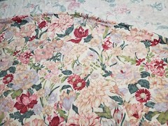 Placton Rounded Large Fabric Piece Multicolor Floral Linen? Cottagecore READ
