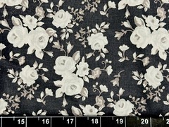 Tina Scrap 9″x21″ Rose Garden Floral Flower Gray White Spring COTTON Fabric