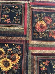 P&B Textiles “Abundance “ 100% Cotton Fabric 43”x101” Fall Flowers Panels