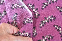 By 1/2 Yd, Small Cream & Black Flowers on Grape Quilt Cotton, V902