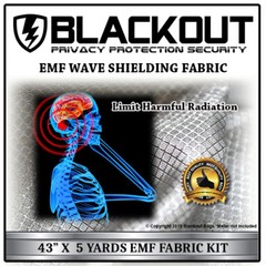EMF RF RFID FARADAY Cell Block Wave Shielding Fabric 43″ X 5 Yards By BLACKOUT