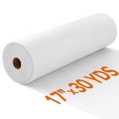 ZOMONETI Light Weight 17in x 30yd White Iron On Non-Woven Weight,
