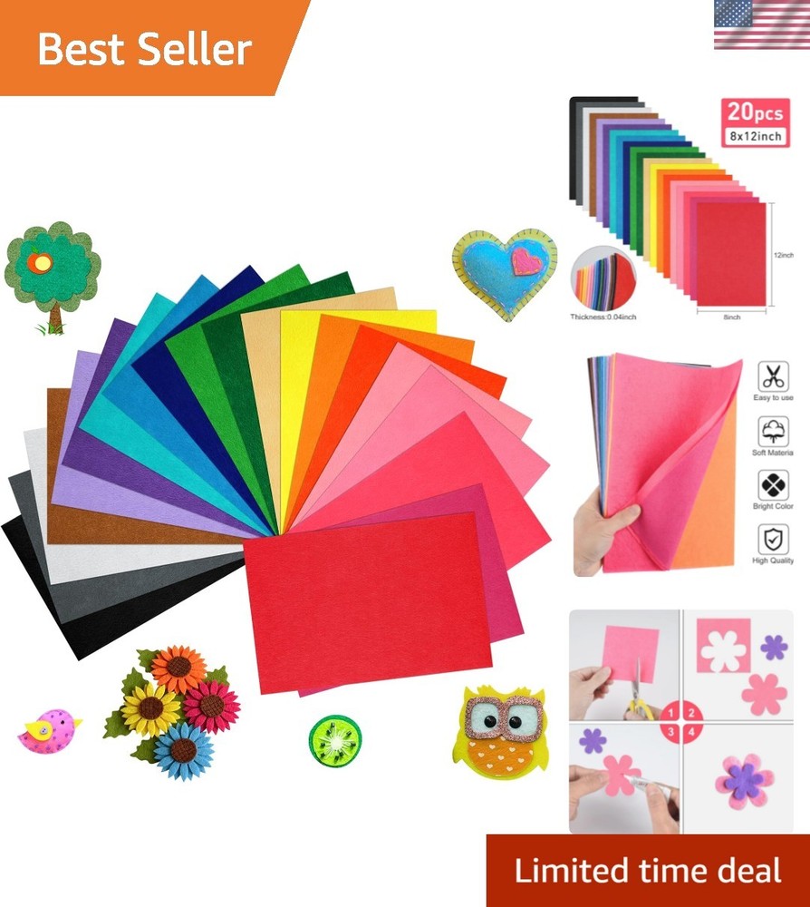 Felt Craft Sheet Set – 20 Assorted Colors 8×12