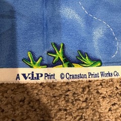 Vintage VIP Cranston Print Works Frog Dragonfly Cotton Fabric Blue Quilt 1 Yard