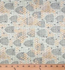 Cotton Sweet As Can Bee Honeycomb Hives Green Fabric Print by Yard D384.69