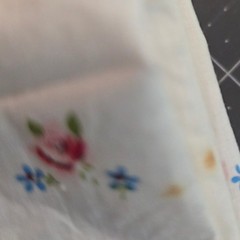Floral Fabric Pink White Rose Scalloped Vintage 1 Yard x 34 w