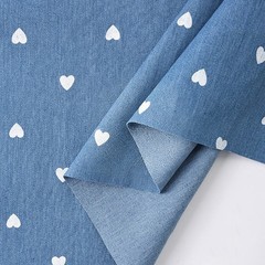 Denim Fabric Bow Print Jean Fabric for Sewing Dresses Bag Pants DIY Fabrics.