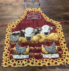 Buttermilk Farms apron one size cows, chickens Kitchen Cooking Farm