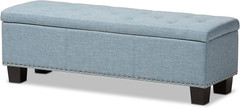 Light Blue Button-Tufted Storage Ottoman Bench – Modern & Contemporary Design
