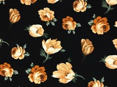 Liverpool Fabric-Black Brown Green Roses-LVPR331-Sold by the Yard