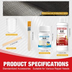 Carbon Fiber Repair Kit 100g Resin 27g Hardener 3K Twill Cloth For Bike Car P…