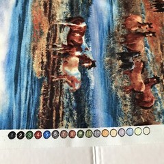 Nancy Glazier Fabric Mustang Meadows Wild Horses Water Mountains 1 Yard