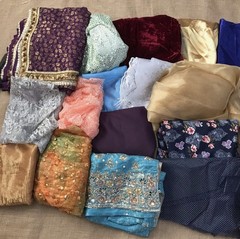 25pc Mixed Sized Couture Fabric Bundle Sewing Craft Vintage Dress Making
