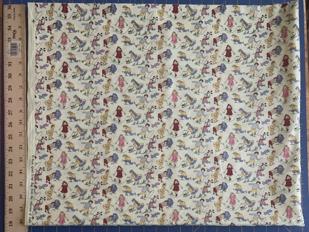 *OOP*Aunt Grace scrap bag/Judie Rothermel 2006 “children playing” FQ