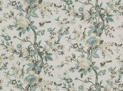 THIBAUT CURTAIN FABRIC DESIGN Nemour 3.6 METRES BEIGE/AQUA ENCHANTMENT COLL