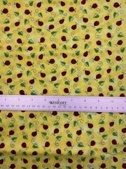 Yellow Ladybug Fabric by Dana Simson Marcus Brothers Cotton 44″ BTY