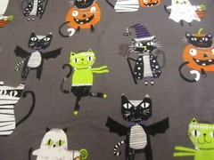 Halloween Fabric Stretch JoAnn’s Doodle Cats Pumpkins Ghosts 1yd x 54