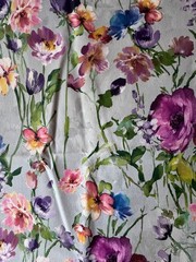 Clarke & Clarke Wild Meadow Damson Designer Fabric Remnant 24″x34″