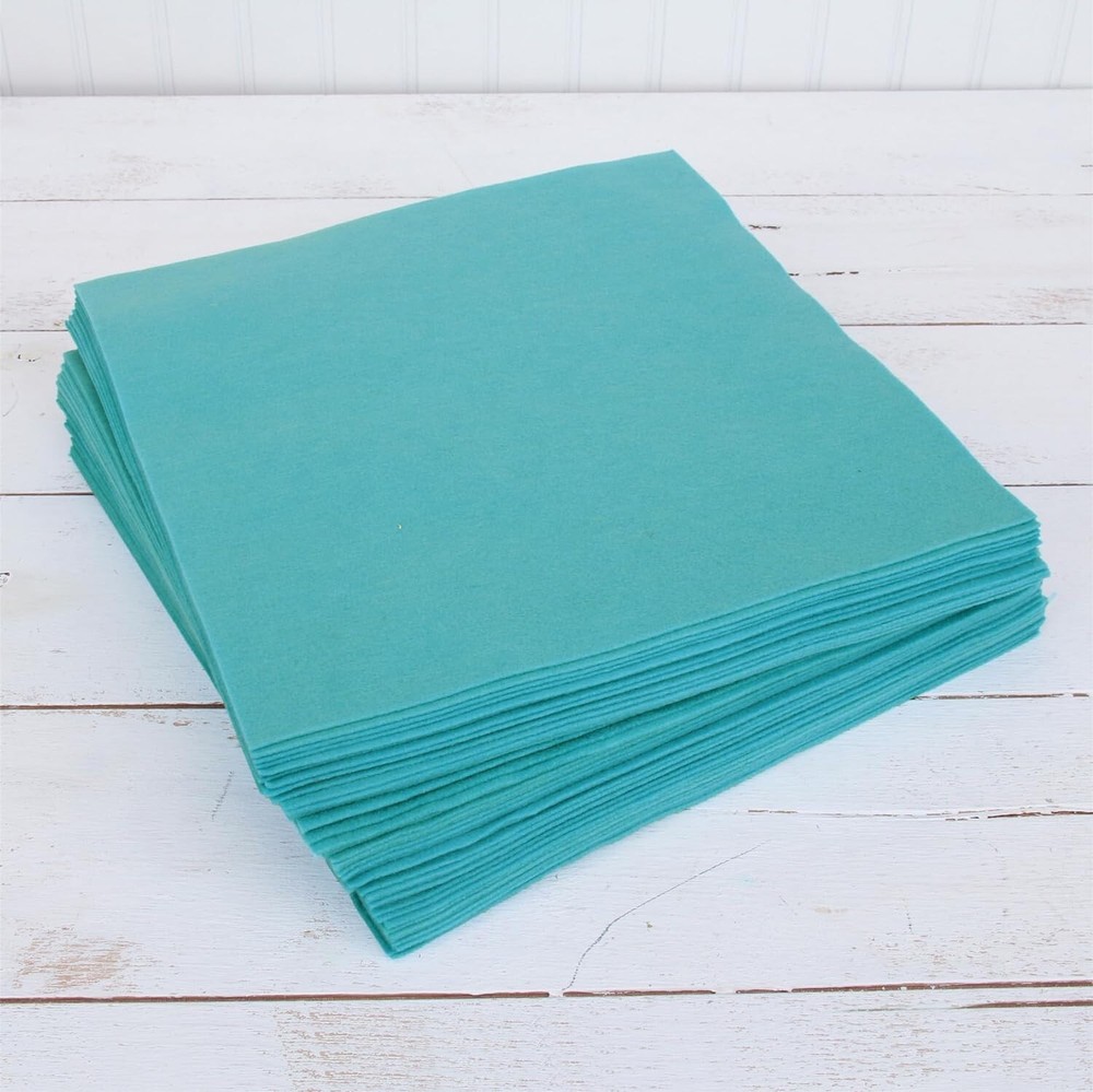 Premium Felt Sheets 50 Pack – 12″ x 12″ – Teal – Soft Wool-Like 1.2mm