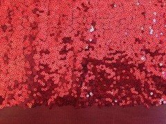 Leila RED Sequins on Mesh Fabric by the Yard – 10050