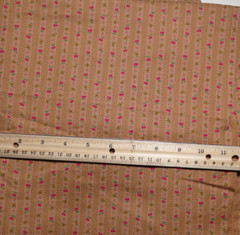 Cotton Fabric 3 1/2 yards Petite Floral Stripe Brown Primative Craft Material