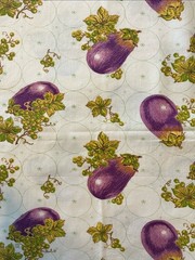 1.5 Yds x 45” Vintage Eggplants and Grapes Cotton Fabric Prewashed