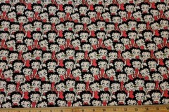 CAMELOT Fabric – BETTY BOOP – Packed on Red – by the HALF yd (18″)