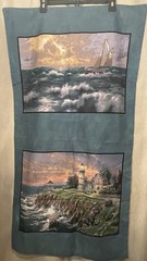 Thomas Kinkade Lighthouse Sailboat Quilt Fabric Panel – Moda BasicGrey Grunge