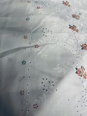 VTG Pink Floral and Faux Embossed Batiste Eyelet Single Border by Wamsutta BTY