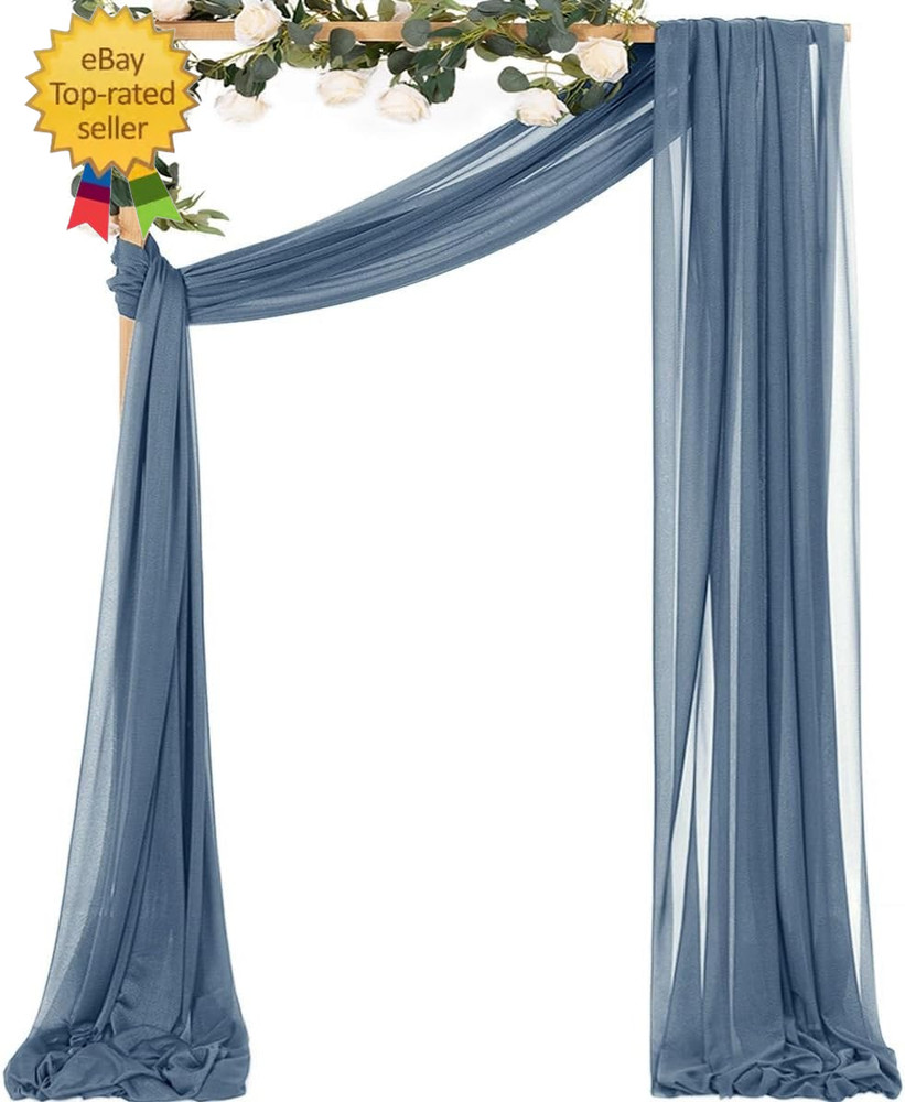Dusty Blue Wedding Arch Draping Fabric 1 Panel 29″ X 20 FT Extra Long Gauze Drap