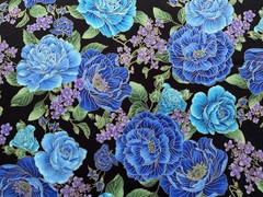 Cotton Fabric Oriental Blue Flower 43”X 36” By Hi Fashion 798