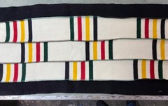 Pendleton Wool Blanket md. weight patchwork fabric piece 35×17.75 in F171